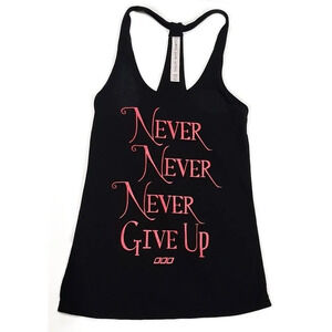 Lorna Jane Tank Top  Never Give Up Black Racerback Womens Size XS
